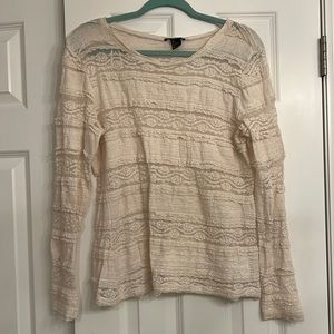 White Lace Long Sleeve Shirt